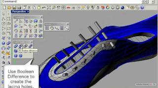 Sports shoe modeled in Rhino 40  Part 3 English [upl. by Netsud]