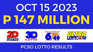 Lotto Result October 15 2023 9pm PCSO [upl. by Chrystal]