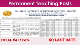 Assistant to PROFESSORs VACANCY latestrecruitmentI AIIMS RECRUITMENT 2024 I SALARY 168000 Rs PM [upl. by Bianka]