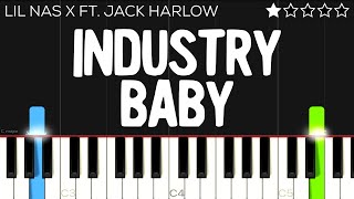 Lil Nas X  Industry Baby ft Jack Harlow  EASY Piano Tutorial [upl. by Lairret]