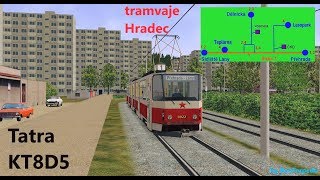 Open Rails tramvaje Hradec linka 1 Sídliště Lány  Přehrada cabview [upl. by Suriaj]