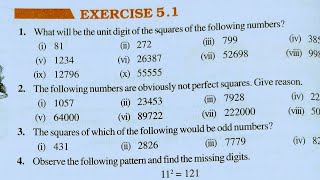 Class 8th maths l Exercise 51 l Chapter 5 l NCERT l Cbse board l Square and square roots [upl. by Samalla]