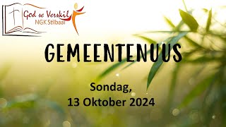 Gemeentenuus vir 13 Oktober 2024  Stilbaai NG Gemeente [upl. by Ainerbas105]