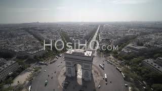 Aerial Drone View Of The Arc De Triomphe And The Place De Letoile In Paris In Summer France [upl. by Gilliette888]