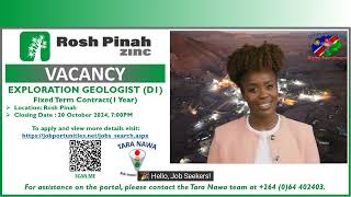 Vacancies Rosh Pinah Zinc Exploration Geologist Professional in Training Engineer Close 2010 [upl. by Ocsinarf]