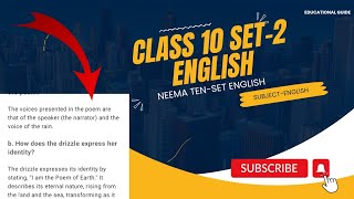 Class 10 SET2 Solution Neema TenSet SolutionsClass 10 English [upl. by Hanan163]