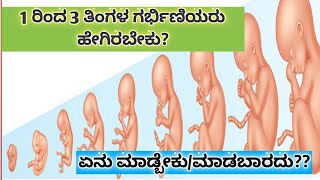 1 ರಿಂದ 3 ತಿಂಗಳ ಗರ್ಭಿಣಿಯರು ಹೇಗಿರಬೇಕು 123 months of pregnancy in Kannada [upl. by Bej]