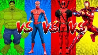 SUPERHERO COLOR DANCE CHALLENGE Hulk vs SpiderMan vs Deadpool vs Iron Man [upl. by Darreg]