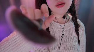 ASMR Brushing You😴🖌️ Inaudible Whispering 18 Face and Ear Brushing Slow Low Light [upl. by Bilak]