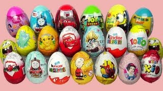 21 Surprise Eggs Kinder Surprise Cars 2 Spongebob Thomas Zaini Surprise [upl. by Aeila228]