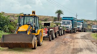 JCB 3dx loading Mud in TATA Tippers amp Tractors  Swaraj 855 Fe  New Holland 3630 4x4 Tractor [upl. by Nangem]