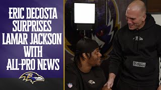 Eric DeCosta Surprises Lamar Jackson With AllPro News  Baltimore Ravens [upl. by Nnahsal]