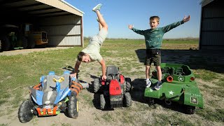 Playing with Tractors and Kids Tank on the farm compilation  Tractors for kids [upl. by Kariotta]