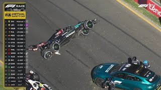 Fernando Alonso stuck throttle causing George Russell massive crash Australian GP [upl. by Holcomb]