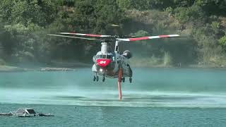 Billings Flying Service Chinook quotAnne Bonnyquot • Dove Canyon Reservoir Airport Fire Response [upl. by Ettelra847]