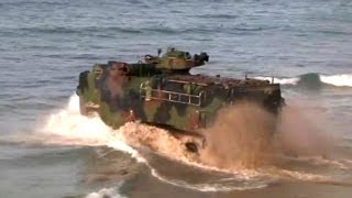 Amphibious Assault Vehicle AAV7A1 Training on Beach [upl. by Hanan407]