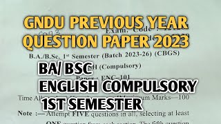 BABsc English Compulsory 1st semester Gndu previous year question paper Gndu previous year papers [upl. by Ynnor]