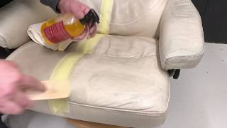 Sofa Leather Cleaning  Leather Repair Company  Stressless Ekornes Chair Leather Cleaning [upl. by Mansfield88]