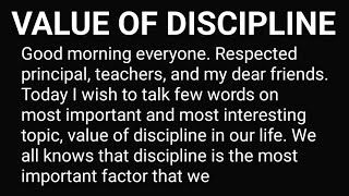 Speech on Value of discipline  Value of Discipline Speech in English  Importance of Discipline [upl. by Adarbil]