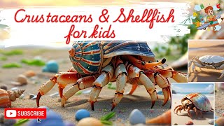 Learn Sea animals  Crustaceans amp Shellfish  Sea animals  For Preschool Kids  in English [upl. by Mikol]