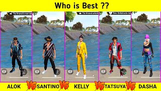 ALOK VS SANTINO VS KELLY VS TATSUYA VS DASHA SPEED ABILITY TEST IN FREE FIRE  GARENA FREE FIRE [upl. by Garcon]