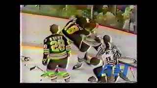 NHL Jan 31 1979 Dave LoganCHI v John WensinkBOS x2 Clips Chicago Blackhawks Boston Bruins [upl. by Zaragoza]