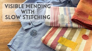 The simple visible mending with slow stitching [upl. by Genesia]