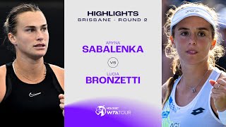 Aryna Sabalenka vs Lucia Bronzetti  2024 Brisbane Round 2  WTA Match Highlights [upl. by Eyanaj580]