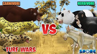 Carnivore vs Herbivore Animals Turf War  Carnivore Animal vs Herbivore Animals S1  SPORE [upl. by Winer176]