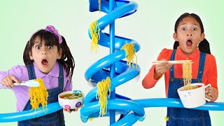 Ellie amp Andrea Makes Rainbow Magic Noodles for Charlotte Teamwork Adventures [upl. by Nayr]