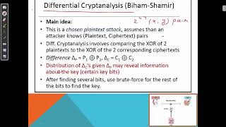 Cryptanalysis of DES  Week 7 14 [upl. by Merrill972]