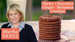 Martha Stewarts Chewy Chocolate GingerMolasses Cookies  Martha Bakes Recipes [upl. by Lleksah]