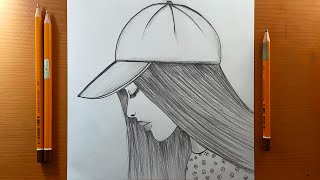 Disegno facile della ragazza del cappello  Come disegnare una bella ragazza con un cappello [upl. by Tara]