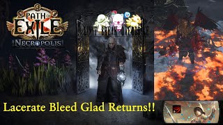 POE Lacerate Bleed Gladiator League Starter Build Guide  324 Necropolis League [upl. by Enybor]