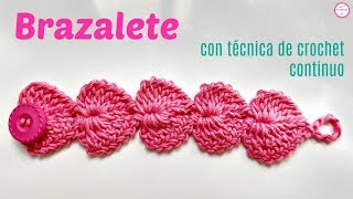 Brazalete a crochet con corazones [upl. by Nosnek]