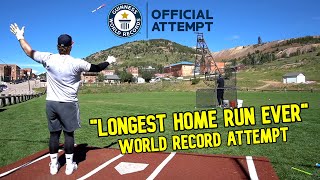 GUINNESS WORLD RECORDS™ attempt for the LONGEST HOME RUN EVER  backed by justbats [upl. by Haym885]