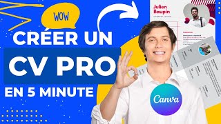 Faire un CV PROFESSIONNEL GRATUIT avec CANVA [upl. by Esidnak]