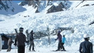 Giant avalanche takes out a chair lift in France [upl. by Eldin840]