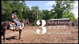 3 Riding Exercises at a Trot to improve Rider Balance and improve the seat [upl. by Anaihsat]