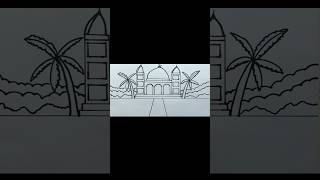 How to draw a mosque  Beautiful Masjid Easy Drawing  Pencil Drawing youtubeshorts art viral [upl. by Aerdnuahs]