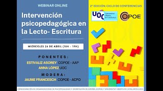 ASOCIACIÓN ARAGONESA DE PSICOPEDAGOGÍA CONFERENCIA quotINTERVENCIÓN PSICOPEDAGÓGICA EN LECTO ESCRITURAquot [upl. by Wolsky]