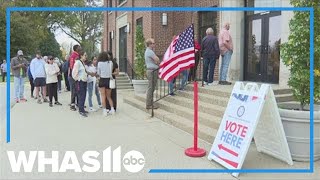 Second day of noexcuse early voting begins in Louisville after long lines the first day [upl. by Minica]