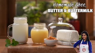 Homemade Ghee Salted Unsalted Butter amp Buttermilk [upl. by Ellebyam]