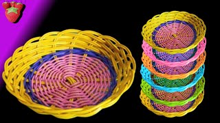 how to make baskets from rattan diy wicker basket weaving bowl diy basket tutorial [upl. by Enowtna]