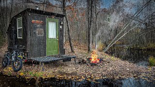 COLD RAINY NIGHT IN OUR CABIN by a River  Autumn in Minnesota [upl. by Severen]