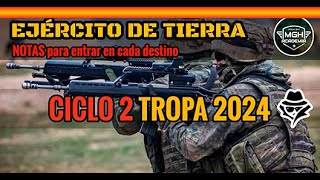 NOTAS TROPA TIERRA CICLO 2 2024 tropaymarinería tropaymarineria oposicionesmilitares [upl. by Nilatak]