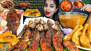 ASMR Eating Spicy Whole Fish FryFull Fish CurryFried FishRiceSalad Big Bites ASMR Eating Mukbang [upl. by Mariska]