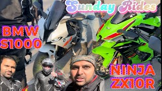 Meteor 350 chases Ninja ZX10R and BMW S1000 group  Gurugram Sunday Rides ninjazx10r ninjazx6r [upl. by Darnall]