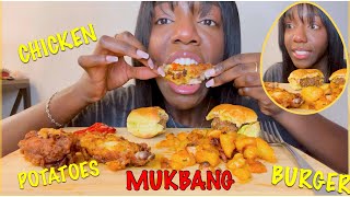 CHICKEN POTATOES AND A BURGER MUKBANG [upl. by Urana]