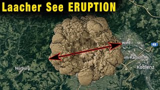 Laacher See 2D Animation  Größe der VEI 8 Eruption von oben [upl. by Annoyek]